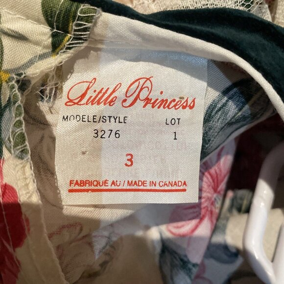 Vintage Little Princess Floral Rose Toddler Girls Dress Lace Size 3 Canada Made - Picture 11 of 12